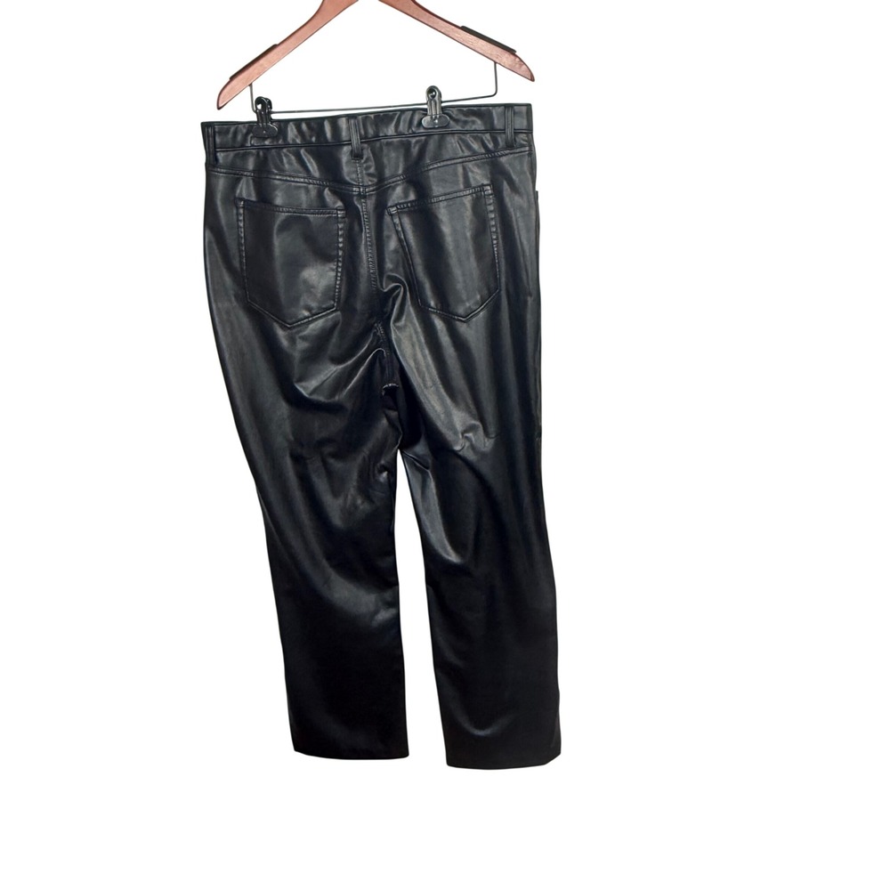 Abercrombie & Fitch 90s Ultra High Rise Straight Pants Women's 18R Black Vegan - Picture 3 of 12